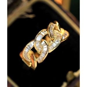 Vente directe d'usine 14K 18k Gold massif avec diamant de diamant naturel Chaîne de liaison et anneaux cubains pour les femmes Men Couple Drop Shipping