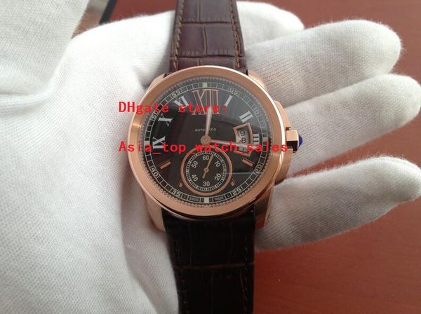 Vente directe d'usine en or rose 18 carats alibre montre automatique cadran noir Ref W7100007 Cadran grandes montres pour hommes top montres-bracelets