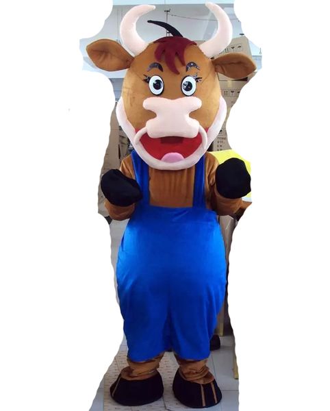 Venta directa de fábrica Disfraz de mascota de vaca Personaje de dibujos animados Tamaño adulto