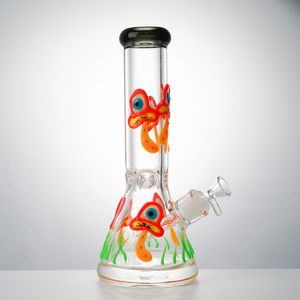 Bong en verre à tube droit de 11 pouces brillent dans l'huile noire Dab Rigs Bécher à champignons Bong 18mm Conduites d'eau avec tige diffuse