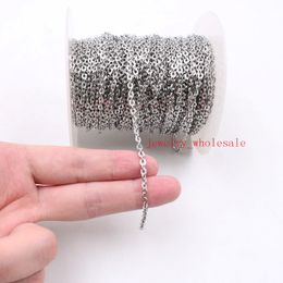 Factory Direct Sale Lot 10meter in bulk sieraden Finding Chain Silver roestvrij staal platte ovaal Rolo Cross Chain Fit hanger Diy Markering 249N