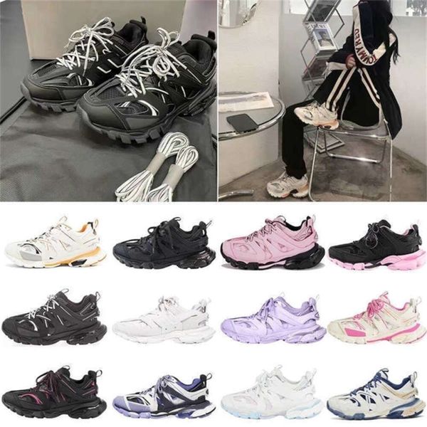 Factory Direct Sale Luxury Brand Mens Womens Track 3 3.0 Chaussures décontractées Triple Blanc Black Bneakers Trainer en cuir Imprimé
