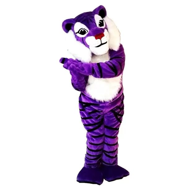 Venta directa de fábrica Trajes de mascota de tigre púrpura para adultos circo navidad Traje de Halloween Traje de disfraces