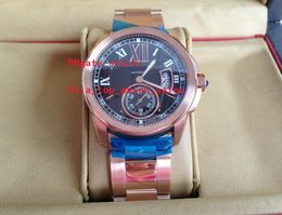 Fabriek directe verkoop 18k roze goud alibre automatisch horloge zwarte wijzerplaat ref W7100040 wijzerplaat grote herenhorloges polshorloges