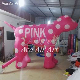 Animal soufflé à l'air, vente directe d'usine, chien rose gonflable de 13 pieds de hauteur pour exposition publicitaire