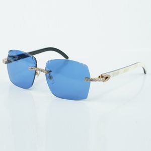 Ventes directes d'usine mode lunettes de soleil coupe diamant sans fin 3524018 avec lunettes de bras d'angle de buffle mixte noir taille 18-140mm