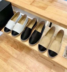 Ventes directes d'usine design de luxe mode chaussures pour femmes en cuir respirant décontracté noir haute qualité boîte de lacet de pêcheur de paille 35-42 avec boîte