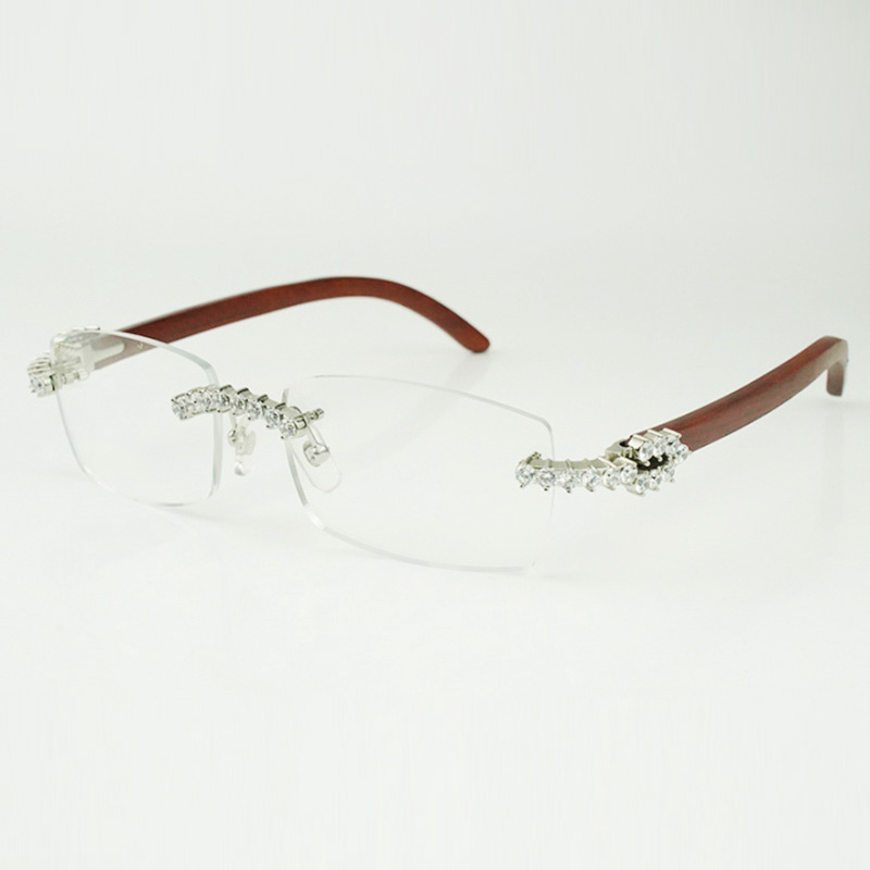 Factory direct sales of new 5.0 mm endless diamond glasses 3524012 with natural original wood legs and 56 mm clear lenses