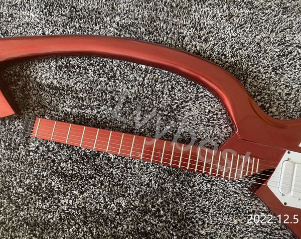 Ventas directas de fábrica de guitarra eléctrica de forma especial Metal Red Headless Free Mail