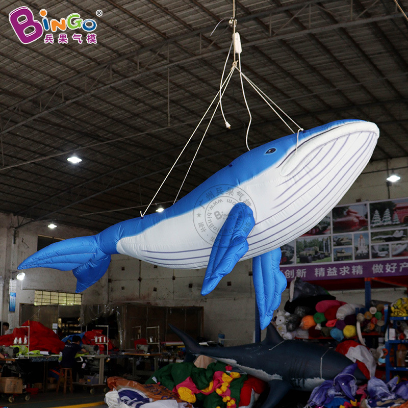 Factory direct sales Oxford cloth suspension blue whale inflatable model marine biology mall bar ceiling suspension