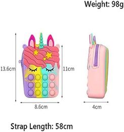 Usine vente directe silicone jouets enfants mignon coloré licorne bulle messager porte-monnaie enfants cadeau 1279973