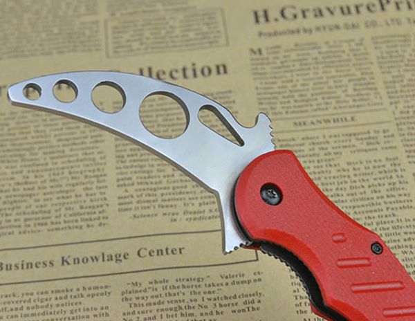 Couteau à griffes de pratique de haute qualité 420C Lame en satin G10 Poignée Karambit Outdoor EDC Couteaux tactiques avec boîte de vente au détail