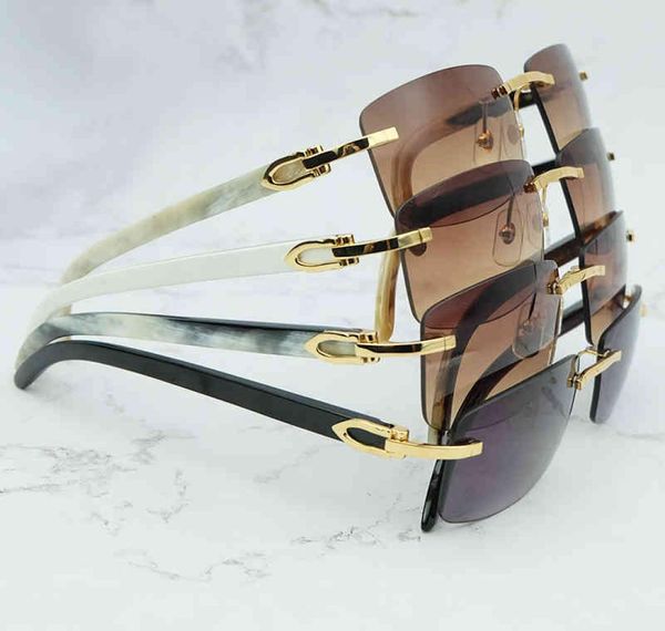 Factory Direct Square authentique Buffalo Horn Mens Mens vintage Buffs Rimless Glass Tswe9951622