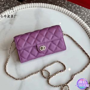 Magasin Direct d'usine Chao Caviar peau de vache Long petit sac carré Version coréenne chaîne à rabat bandoulière en cuir véritable portefeuille pour femme