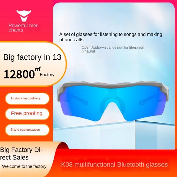 Gasos de audio inteligentes de suministro directo de fábrica K08 Lente polarizada Anti-Blue Lense Lente Moultooth Gafas Bluetooth Ear