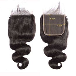Factory Direct aanbod voor groothandel Braziliaanse lichaamsgolf 6x6 transparante kanten sluiting Remy Human Hair Sluitingen 16-20 'Natuurlijke kleur