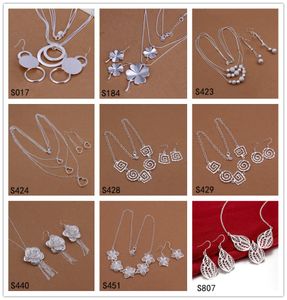 Factory Direct Women039s Sterling Silver Bijoux Ensembles 6 ensembles Boucle d'oreille EMS33Fashion 925 Collier en argent J5820839 J5820839