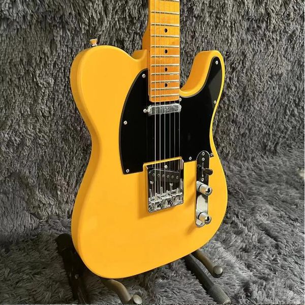 Guitare électrique jaune directe d'usine, touche en érable, matériel chromé, Version Tele