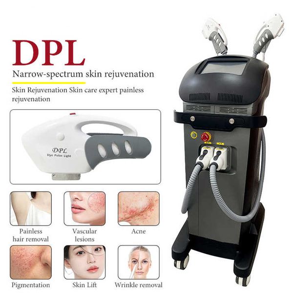 Máquina de depilación láser DPL, venta directa de fábrica, dispositivo de tratamiento de acné para rejuvenecimiento de la piel con fotones, máquina Dpl de doble mango