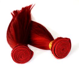 Usine directement vente couleur rouge brésilienne vierge cheveux tissage faisceaux péruvien malaisien indien soyeux droite Remy extensions de cheveux humains