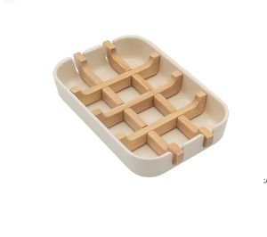 Fabriek milieuvriendelijke bamboe zeephouder dish rack combinatie (afneembaar) voor keukens, badkamers en bar gootstenen RRA12396