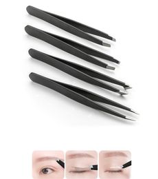 Factory wimperkruller pincet 4-delige set - professionele roestvrijstalen pincet voor wenkbrauwplukkers grote precisie gezichtshaar, splinter