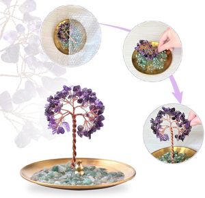 Porte-encens floral artificiel pour bâtons, brûleur d'encens pour arbre d'argent en pierre de cristal de guérison, attrape-cendres Yoga, méditation et décoration d'intérieur