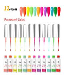 Usine Fluorescent 12 couleurs Peinture Nail Gel Set kit Longue Durée Facile Peinture UV Gel Art Gel Vernis À Ongles Kit lumière gelpolish col2797821