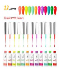 Usine Fluorescent 12 couleurs Peinture Nail Gel Set kit Longue Durée Facile Peinture UV Gel Art Gel Vernis À Ongles Kit lumière gelpolish col1777784