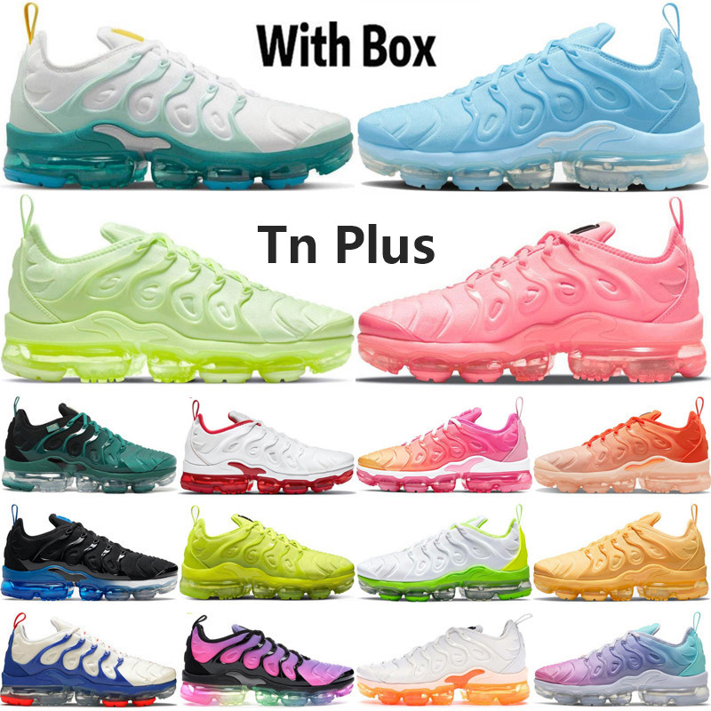 2023 med Box TN Plus Mens Running Shoes Designer OG TNS University Blue sedan 1972 Bubblegum Bara Volt Be True Light Bone Cherry Men Outdoor Sneakers Women Trainers