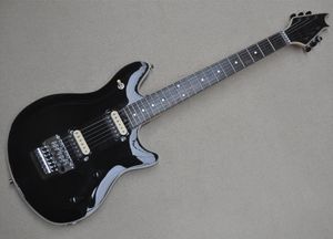 Guitare électrique noire brillante d'usine avec reliure de corps, touche en palissandre, micros HH, offre Logo/couleur personnaliser