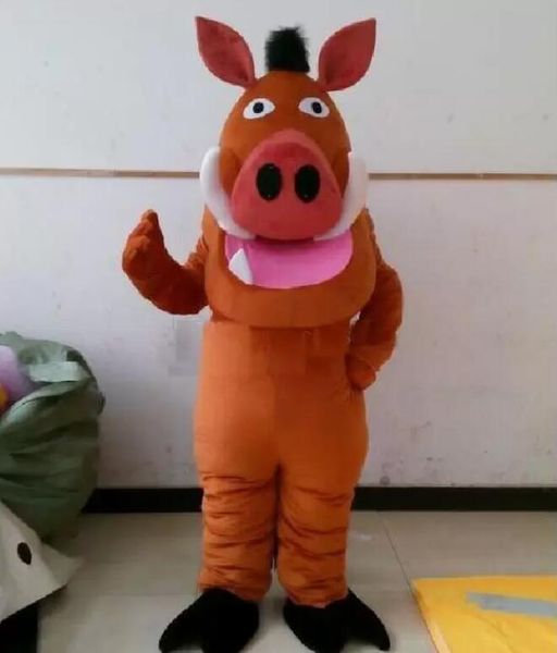 fábrica caliente hecho a mano pumba cerdo mascota disfraces traje adulto personaje de dibujos animados mascota mascota traje traje adulto vestido de lujo traje de dibujos animados