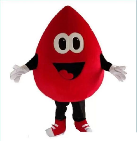 Costume de mascotte de goutte de sang rouge chaud d'usine, personnage de dessin animé, déguisement de carnaval, kits d'anime