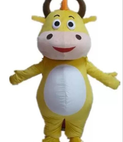 usine chaude un costume de mascotte de vache jaune grasse pour adulte à porter