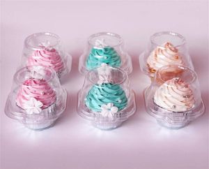 Factory Individual Plastic Cupcake Containers Disposable - Mini Fluted Cake Container BPA Free Single Muffin to Go Case