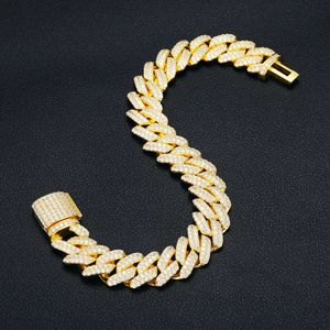 Bracelet en argent Sterling 925 plaqué or pour hommes, bijoux d'usine, 10-14mm, diamant Vvs Moissanite, chaîne à maillons cubains Miami