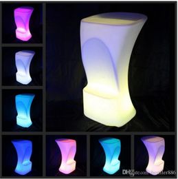 Usine LED en plastique chaise de Bar tabouret éclairage table chaise Multi couleur changeante chaise de Table lumineuse livraison gratuite ALFF