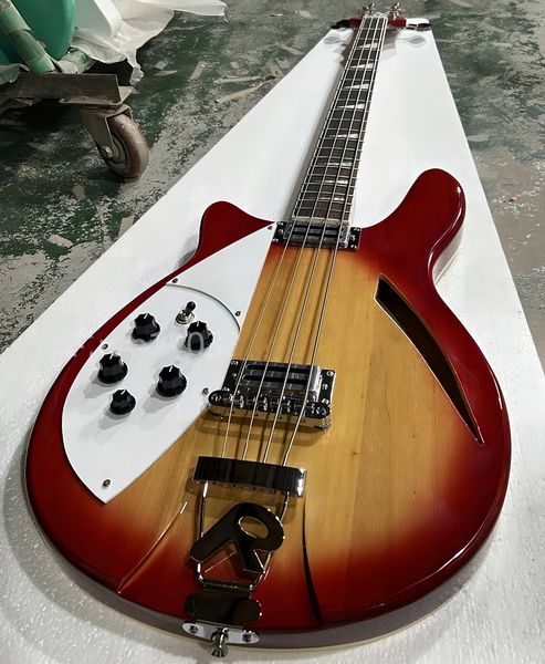 Factory Left Sunburst 4-String Electric Bass Bitars Semi-Hollow Body Rosewood Fretboard Fretboard Hardware personalizado