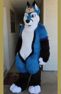 Factory Long Fur Wolf Dog Fursuit Furry Mascot Costume Adult Catoon Character Outfit Aantrekkelijke pak Plan Verjaardag