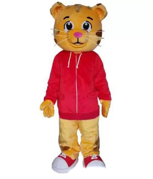 Fabriqué en usine mignon Daniel le tigre veste rouge personnage de dessin animé mascotte déguisement