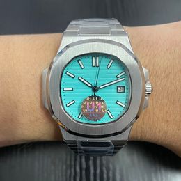 Fabriek Heren Automatisch uurwerk 40 mm Horloge lichtblauwe wijzerplaat Nautilus Classic 5711 Horloges Transparante achterkant Horloges