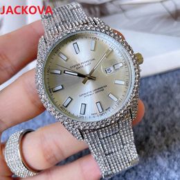 Fábrica Mens Big Diamonds Relojes sólidos finos de acero inoxidable a prueba de agua clásico japón japón de movimiento de movimiento de movimiento de la cadena de pulsera Montre de luxe regalos