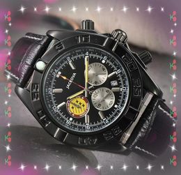 Factory Mens Full Functional Quartz Watch Stophatch 43 mm Case en acier inoxydable véritable ceinture en cuir classique atmosphère de bracelet Cadeaux Reloj de Hombre