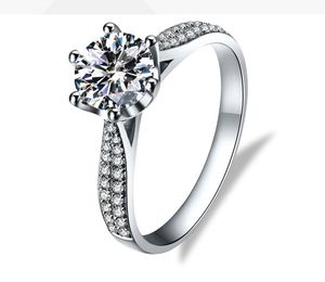 Venta directa de fábrica Moissanite Diamond Ring 18K White Real Oro Anillos de oro Anillo de diseñador Anillo femenino Anillo de compromiso al por mayor Certificado