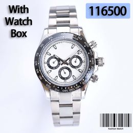 Montre pour hommes multicolore d'usine en acier inoxydable saphir étanche mouvement chronographe super lumineux 41mm montres-bracelets de sport de plongée de luxe avec boîte de montre