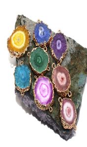Usine nouvelle Quartz Point de guérison Chakra cristal naturel pendentif couleur pierre brute placage connecteur collier à faire soi-même bijoux Bracelet 9094650