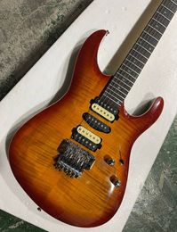 Fabriek OEM oranje elektrische gitaar met Tremolo-brug, Flame Maple Top, aanbiedingslogo / kleur aanpassen