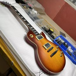 Guitarra eléctrica de fábrica de un cuello de una pieza, diapasón de caoba, puente Tune-O-Matic, caoba sólida, envío gratis a la derecha