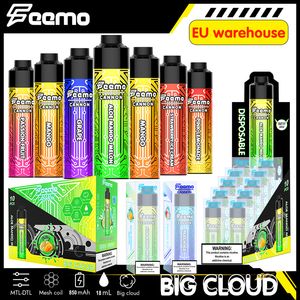 Kit de démarrage de vape jetable d'origine d'usine EU Warehouse Feemo Cannon 18 ml vaporisateur jetable vape Big Cloud avec résistance de 0,5 ohm pour une expédition rapide