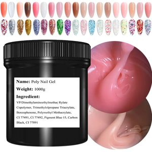 Outlet d'usine 1000g Gel de ongles poly pour les pointes Extension Builder rapide Glue gelée acrylique hard gel doigt prolong claire manucure 231227